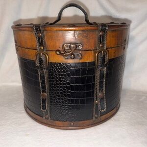 Vintage Style Black and Brown Trunk Bag